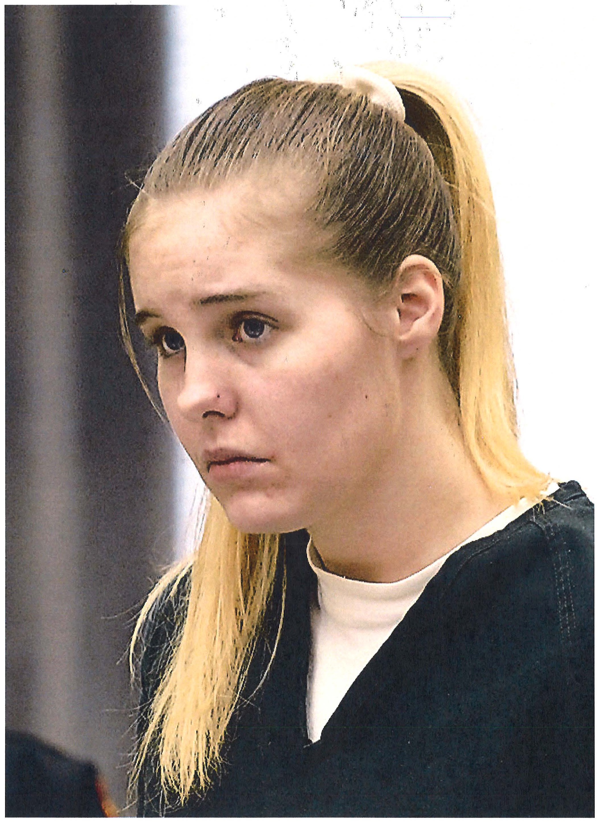 Krystal Riordan at her bail hearing after being arrested