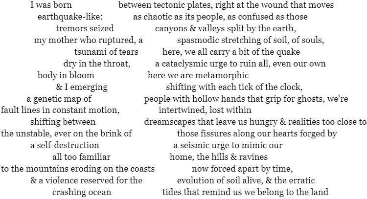 Poem: tectonic by Alejandra Medina