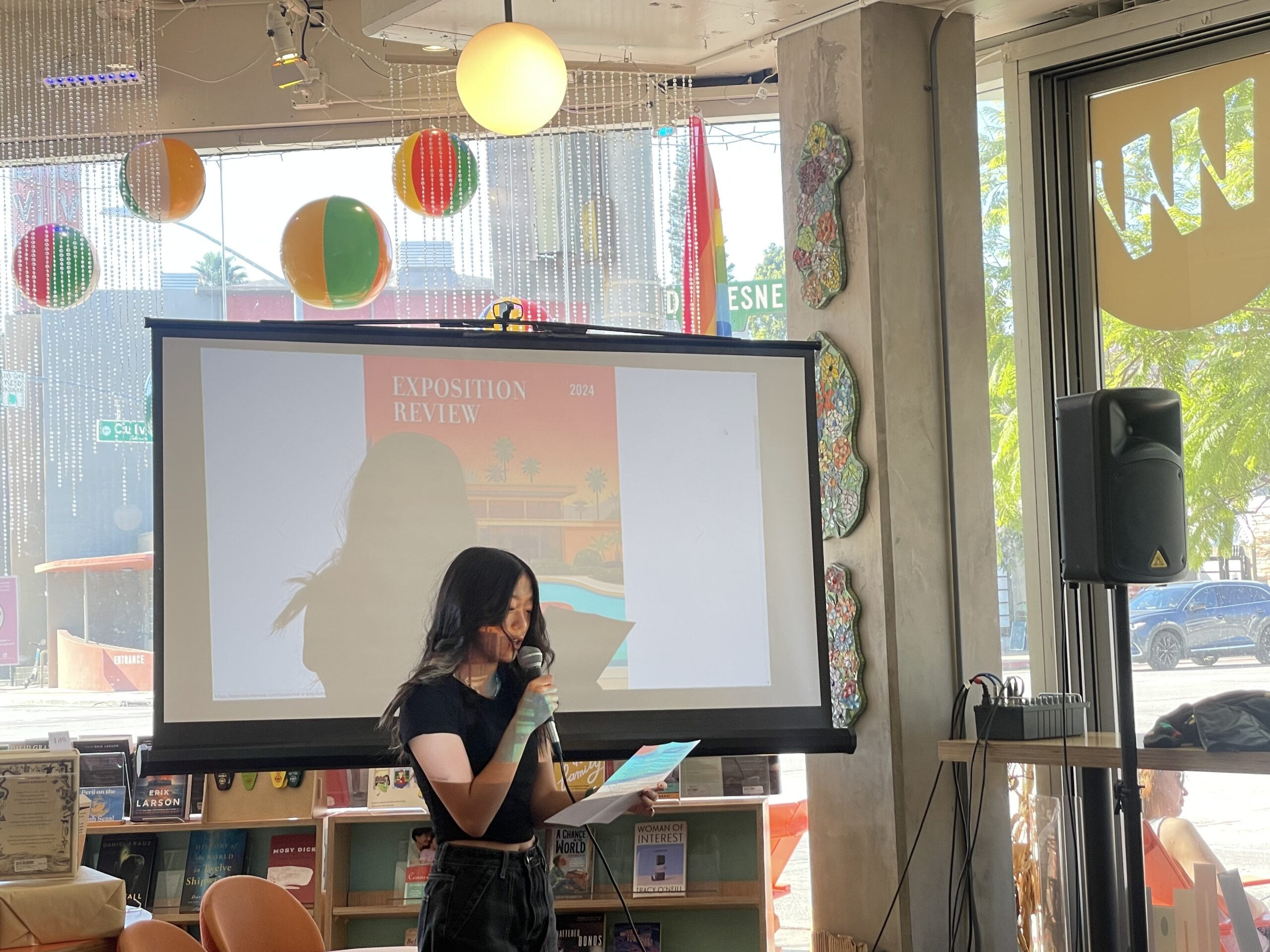 Sophia Lee reads at the POP launch