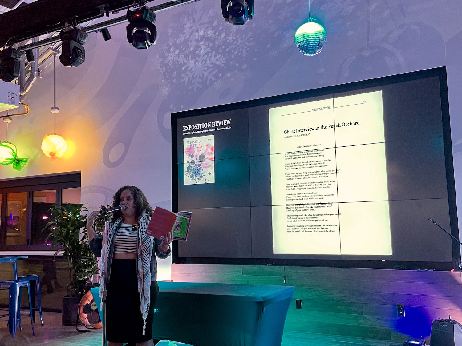 “Have you ever loved a flag like your mother’s arms?” Xochitl-Julisa Bermejo read her poem "Ghost Interview in the Peach Orchard" from Vol. III: “Orbit.”