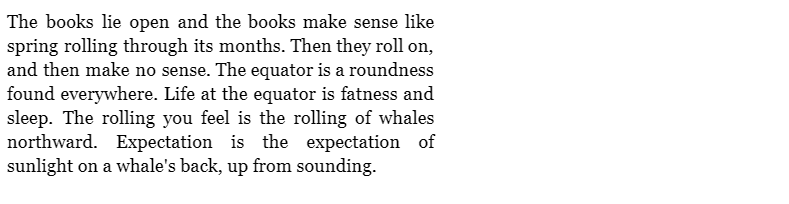 Life at the Equator, a poem by Lawrence Bridges. Plain text version can be found at the bottom of the page.