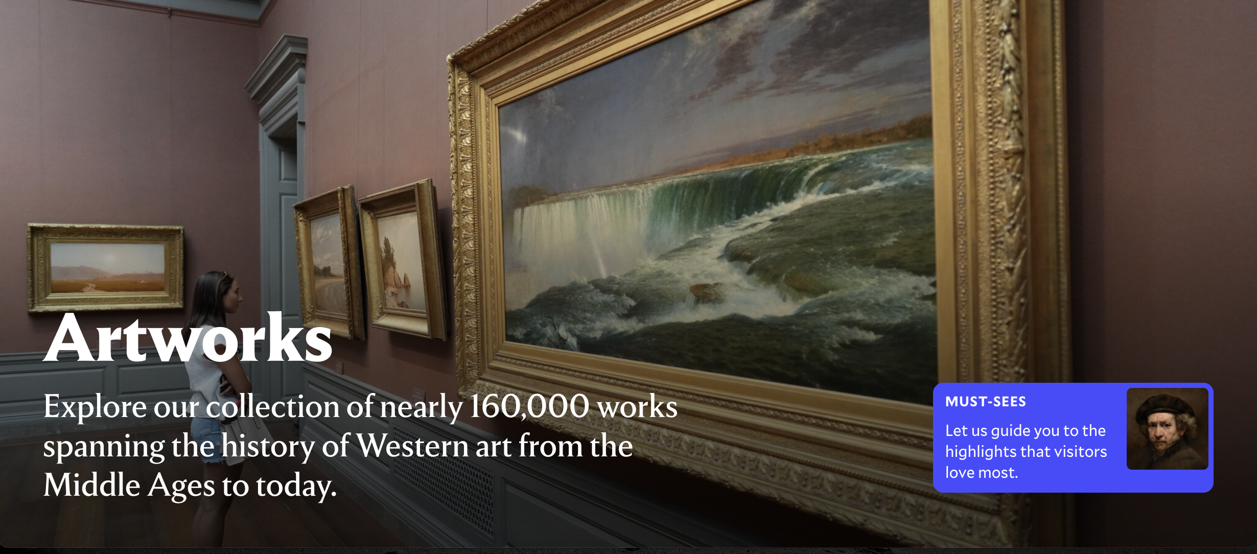 Woman looking at Western art in a museum